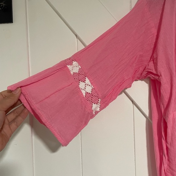 Pink Crochet Trim Women's Top - Picture 2 of 4